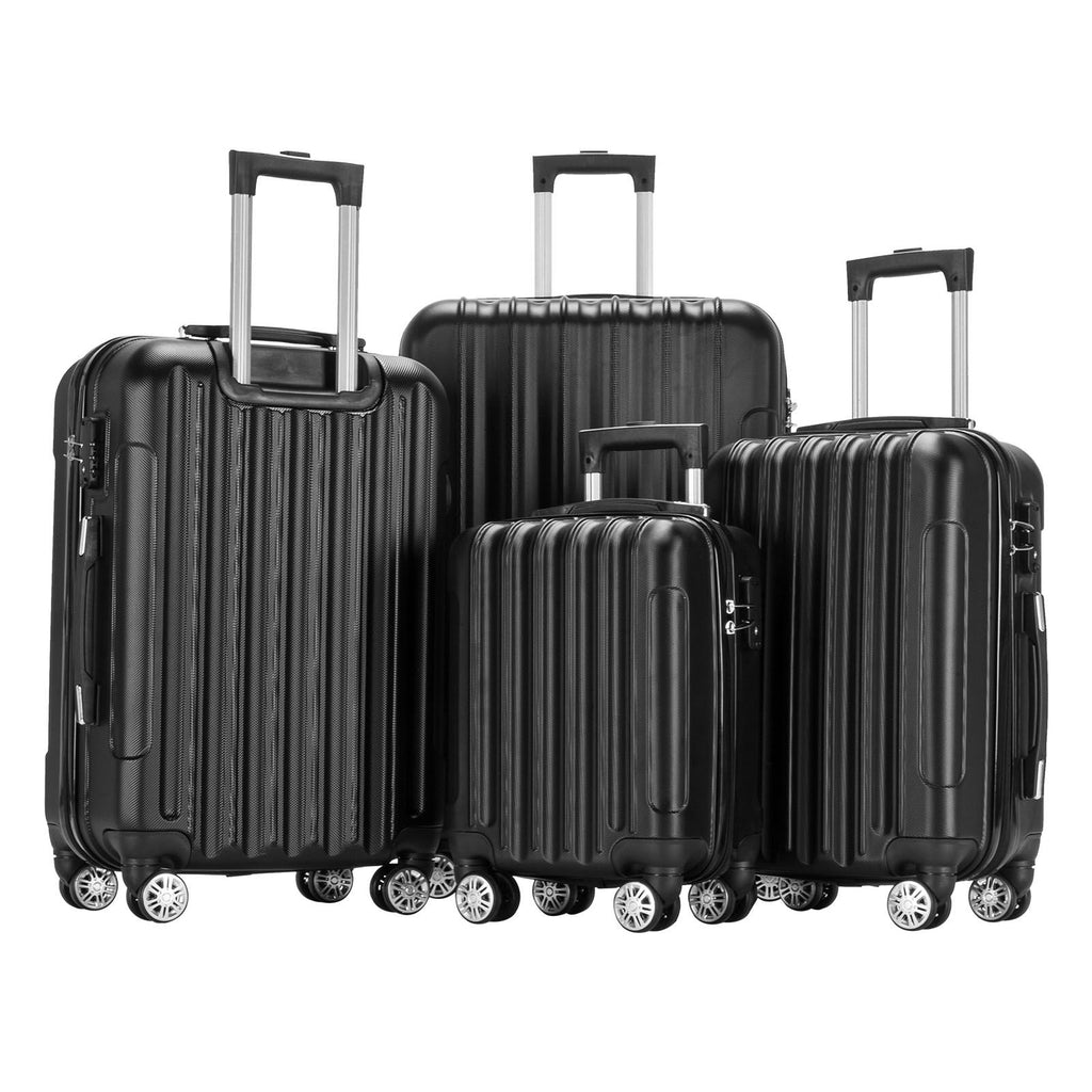 Vertical pattern four-in-one universal wheel with handle trolley case 16in 20in 24in 28in ABS aluminum alloy trolley classic color - black N101 product upgrade