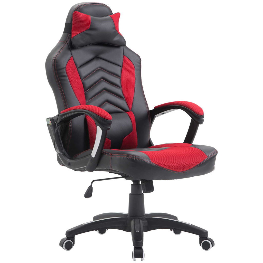 Vibrating Massage Office Chair High Back Executive Red Black with Lumbar Support Recliner