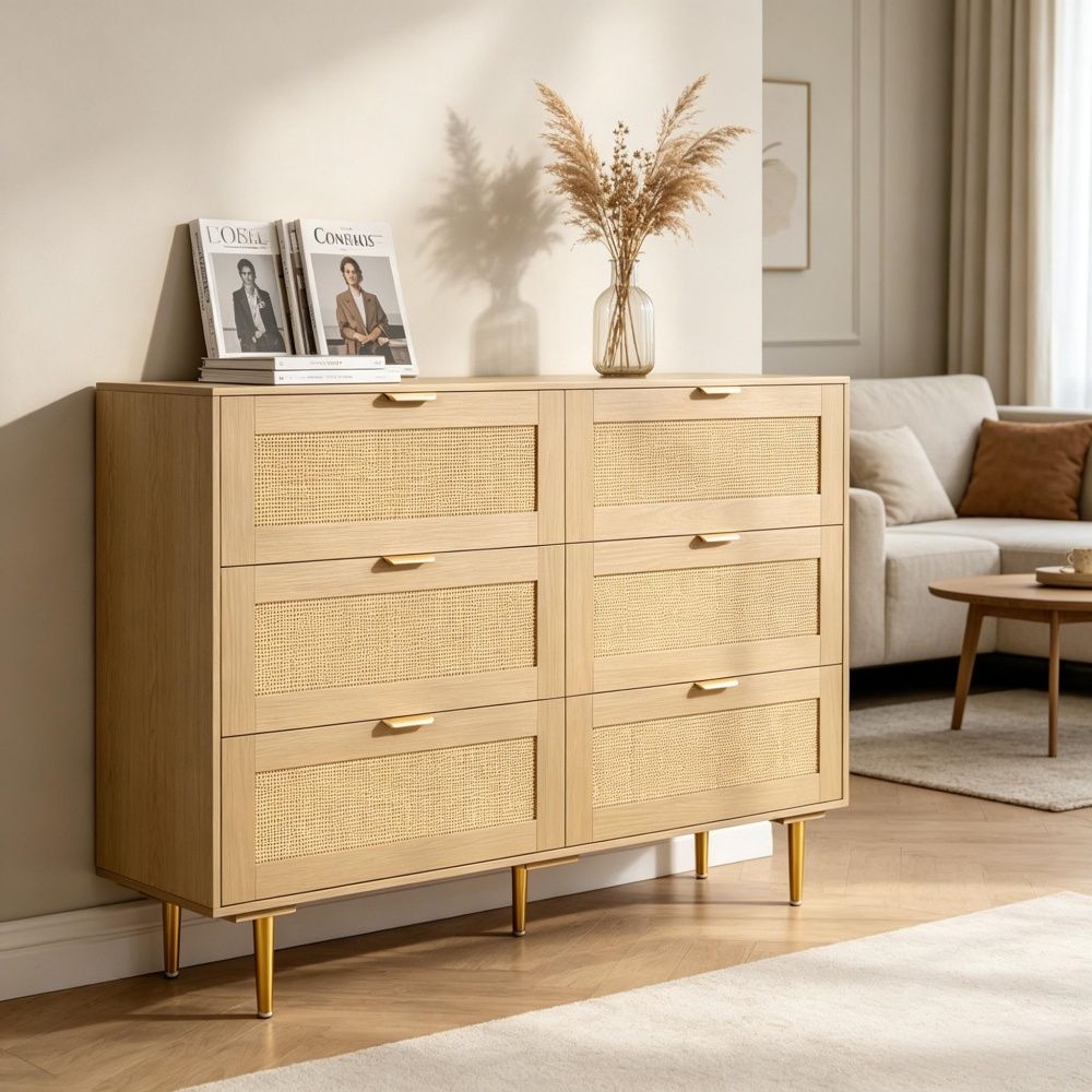 Vintage Storage Cabinet with 6 Drawers and Easy to Install for Bedroom