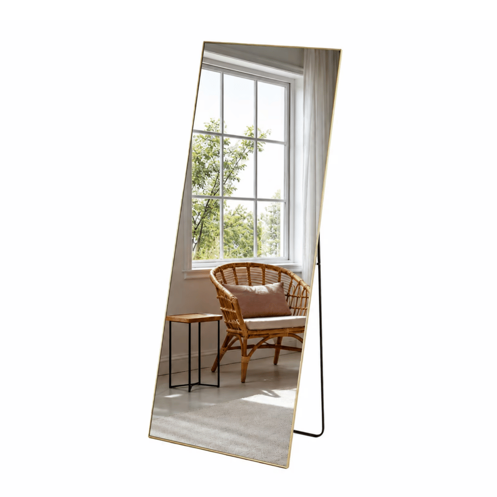 Wall Full Length Mirror, Standing Mirror Full Body with Aluminium Frame, Cloakroom Modern Simple Home Decor, Can Be Hanging, Leaning or Wall