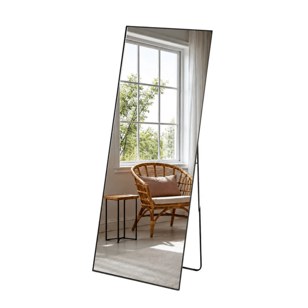 Wall Full Length Mirror, Standing Mirror Full Body with Aluminium Frame, Cloakroom Modern SimpleHomeDecor, Can Be Hanging, Leaning or Wall