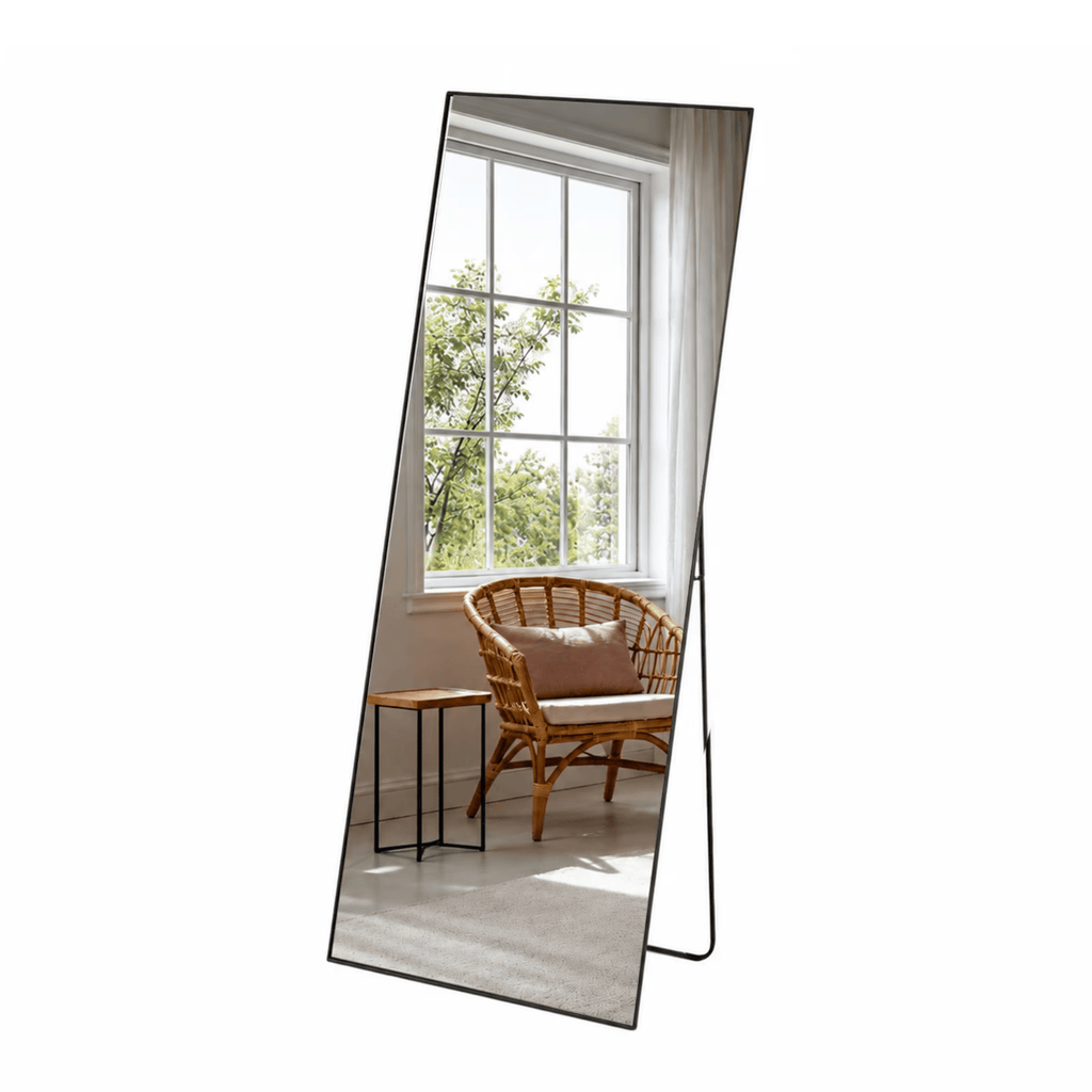Wall Full Length Mirror, Standing Mirror Full Body with Aluminium Frame, Cloakroom Modern SimpleHomeDecor, Can Be Hanging, Leaning or Wall
