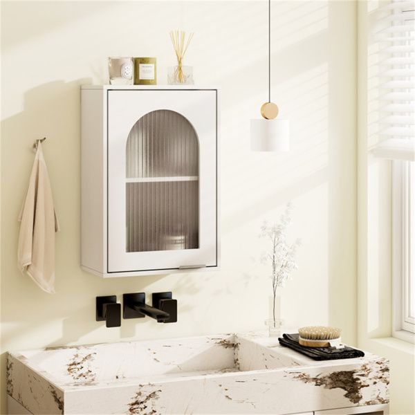 Wall-Mounted Bathroom Cabinet/Medicine Cabinet - Wavy Design Tempered Glass Door, 22 lbs Bottom Capacity,