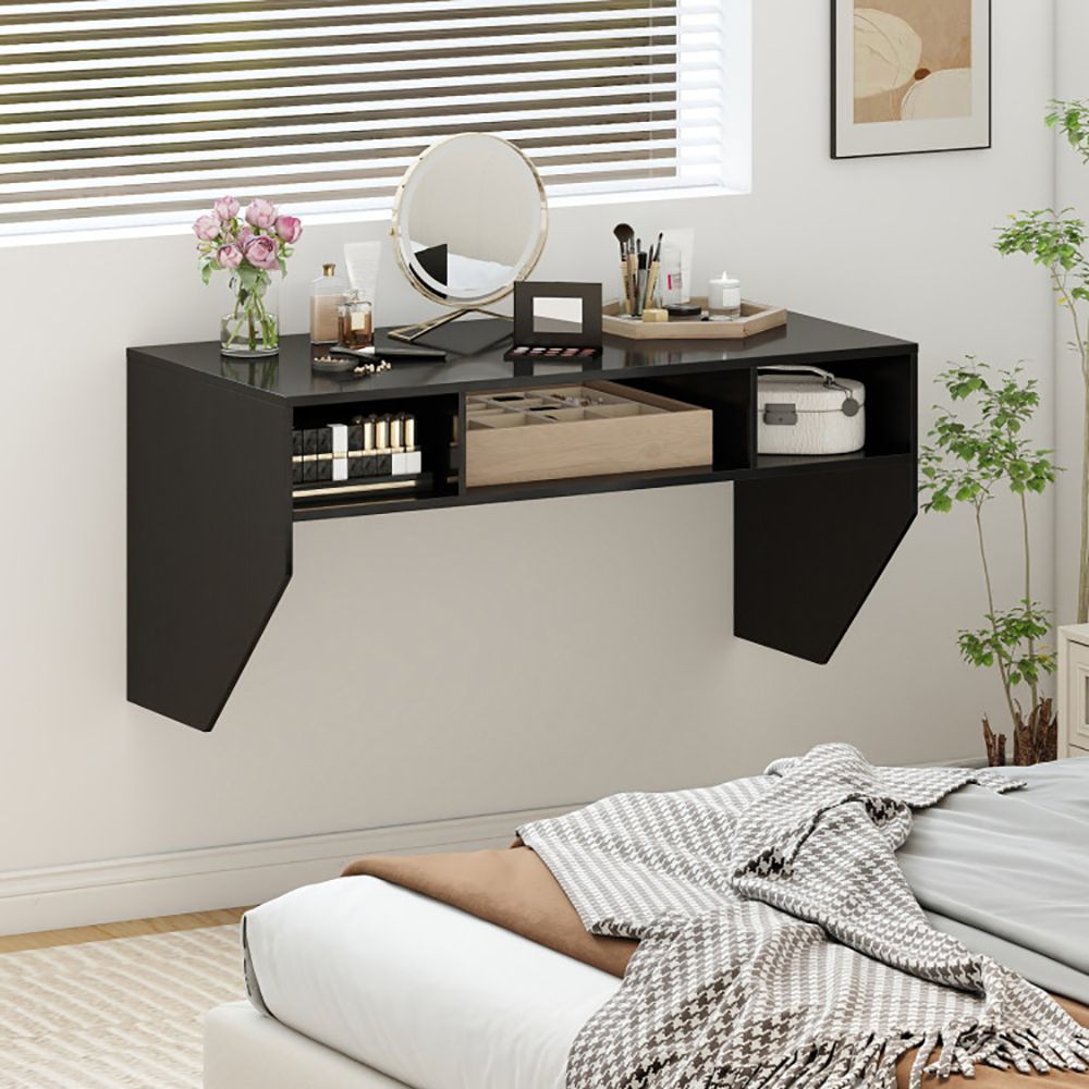 Wall-Mounted Computer Desk Floating Laptop Desk with 3 Storage Compartments