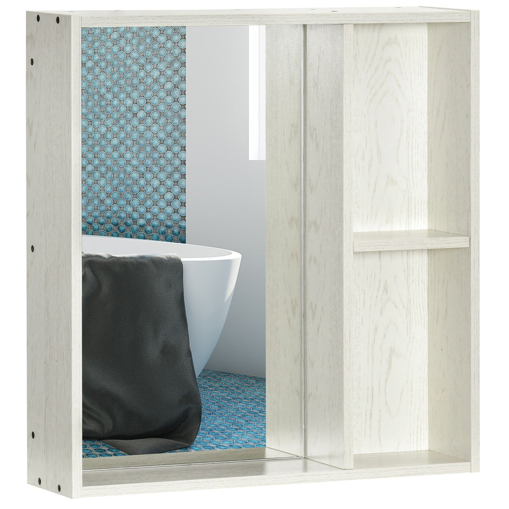 Wall Mounted Medicine Cabinet White with Mirror Storage Shelf 24.75x25.5 Inch Bathroom Cabinet