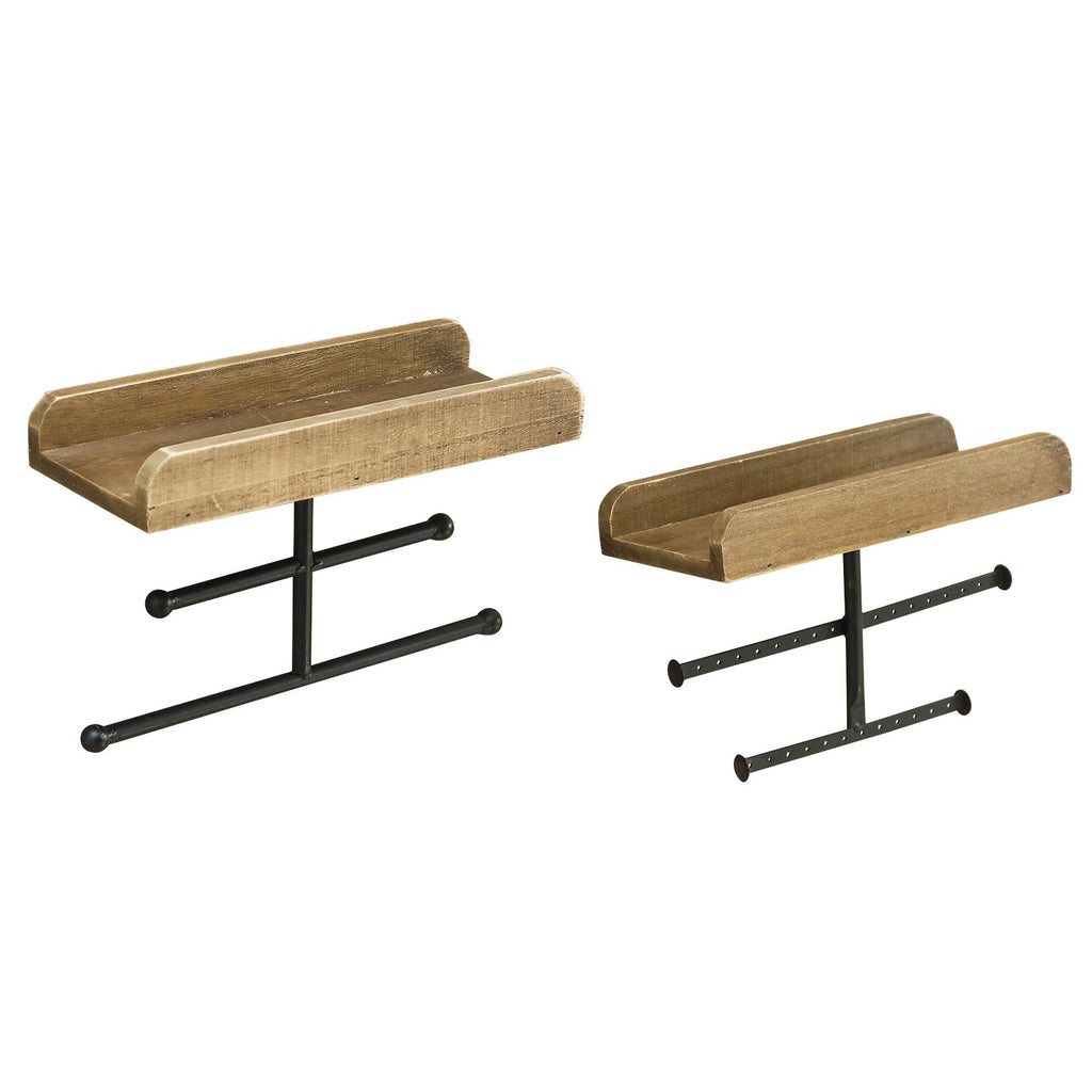 Wall Mounted Wooden Jewelry Storage, Used For Rings, Necklaces, Bracelets, Earrings And Other Accessories-Brown