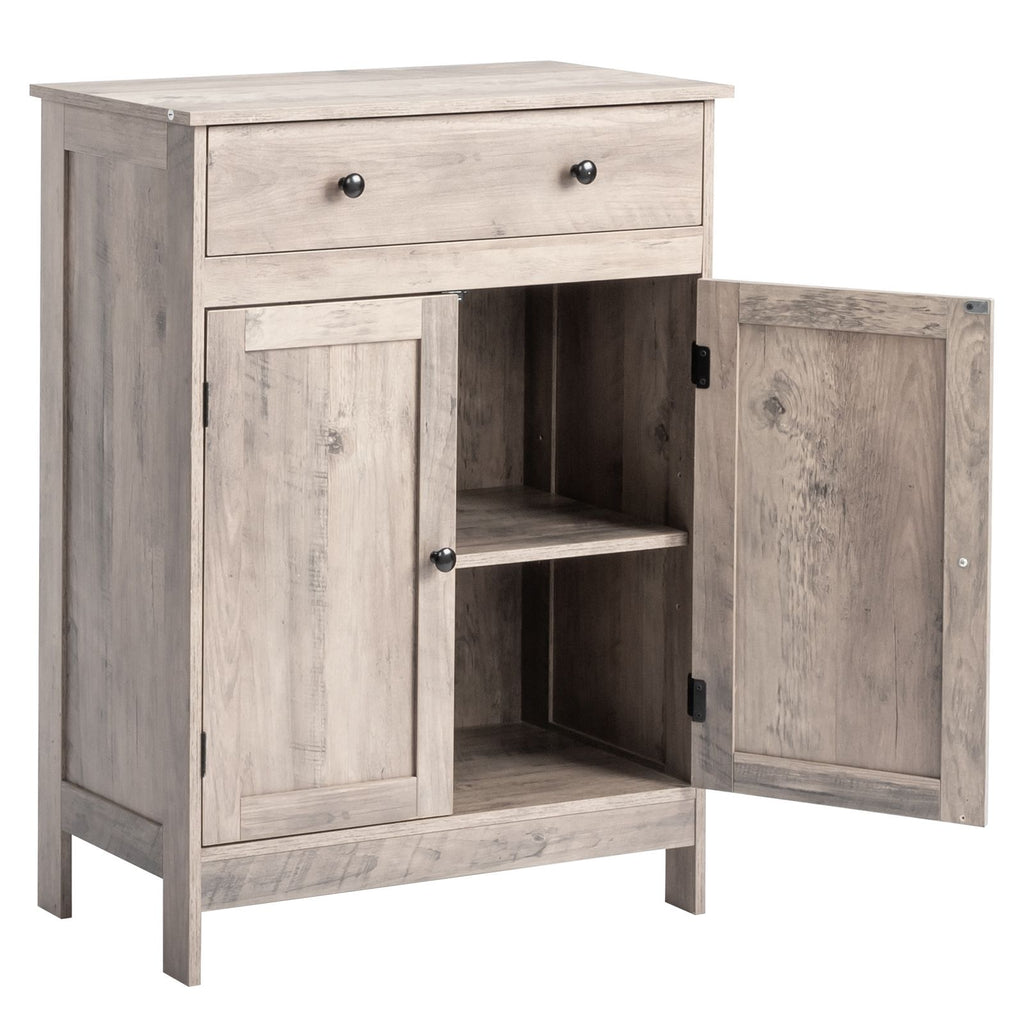 Washed gray particleboard with melamine veneer, 60*30*80cm, double doors, single drawer, bathroom vanity