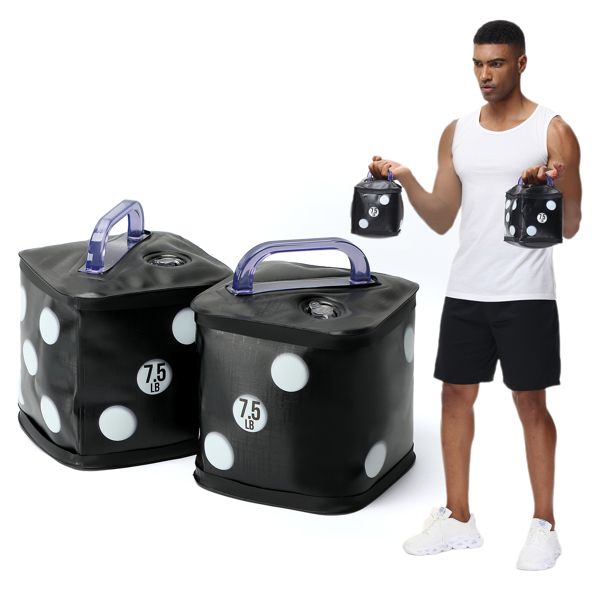 Water Filled Dumbbells Set, Fun Dice Style Travel Foldable Dumbbells,Fitness Dumbbell Pairs 15lbs, Portable Training Equipment, for Core Training,Shaping,Push up