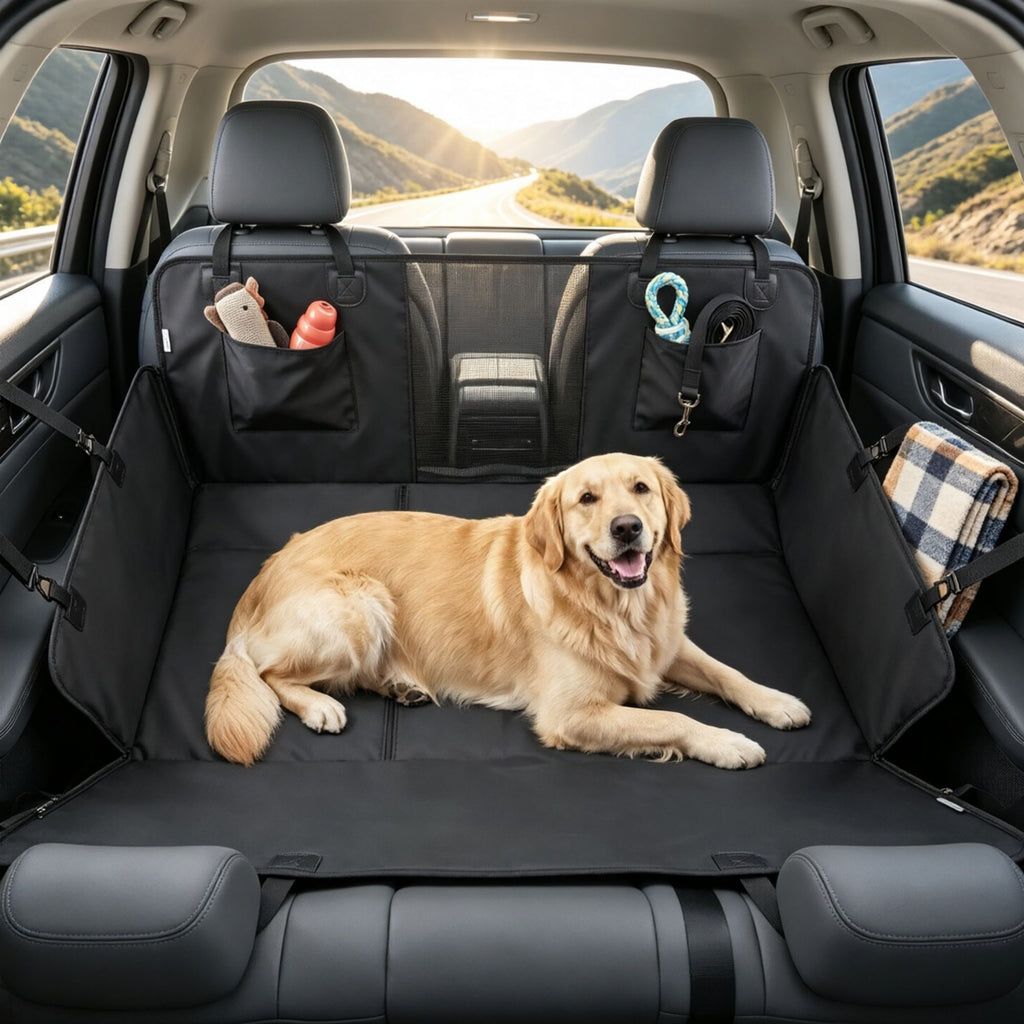 Waterproof Dog Hammock for Car Back Seat Extender Hard Bottom 58 Inch Dog Seat Cover for SUV Truck Black