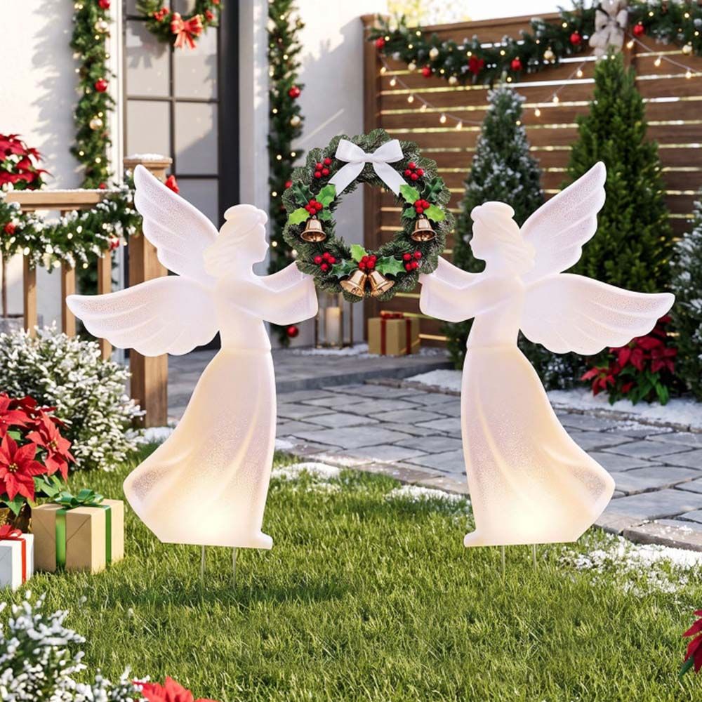 Weather-Resistant PVC Christmas Angel Decoration and Wreath Decorative Set