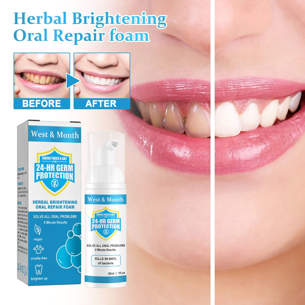 West&Month Herbal Brightening Oral Foam, Clean Bad Breath And Teeth Stains With White Teeth Foam