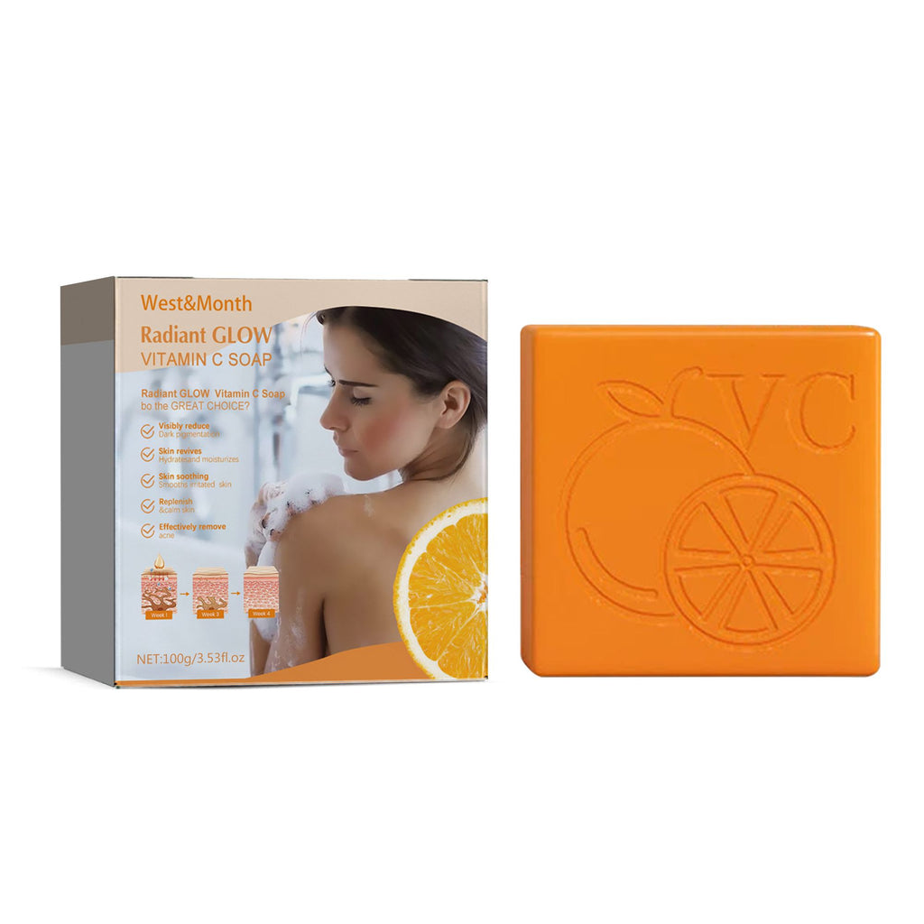 West&Month Radiant Glow Vitamin C Soap, Brightening Moisturizing Bath Cleansing Soap