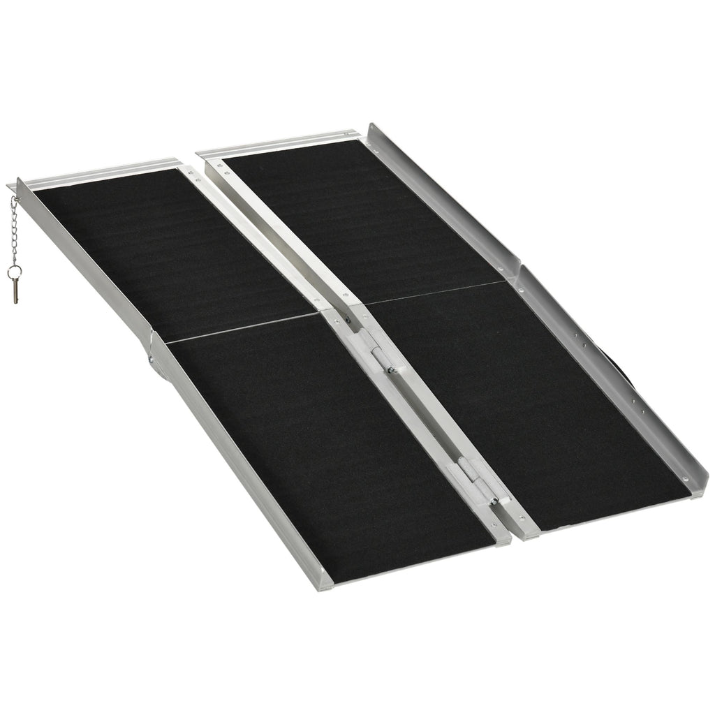 Wheelchair Ramp, 4ft, Aluminum, Portable, Non-Slip Surface, Black, for Steps, Doorways, Stairs