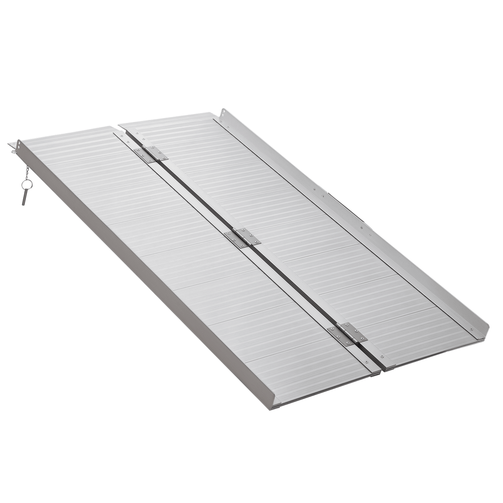 Wheelchair Ramp 4FT, FSA HSA Eligible Foldable Aluminum Threshold Ramp with Non-Slip Surface and Handle, 600lbs Weight Capacity, Suitcase Handicap Ramp for Home, Doorways, Curbs, Steps