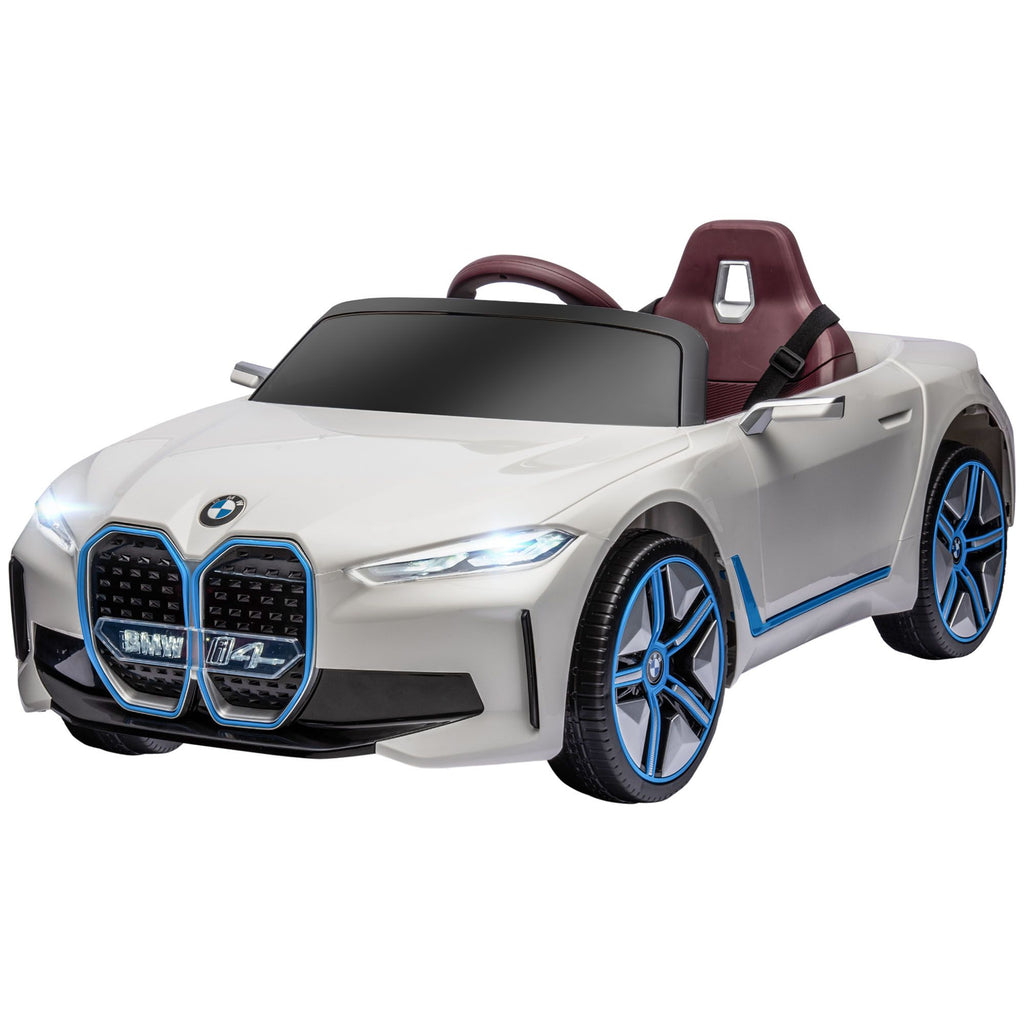 White 12V Electric Kids' Car, Remote Control, Suspension System, Safe Outdoor Play Ride-On