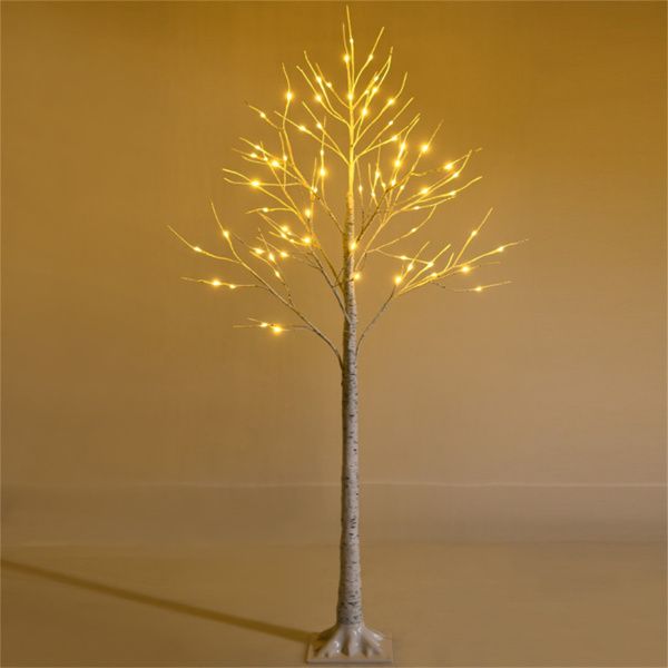 White 5FT LED Birch Tree - Lifelike Bark 72 Lights Flexible Branches 7.2ft Cord for Christmas