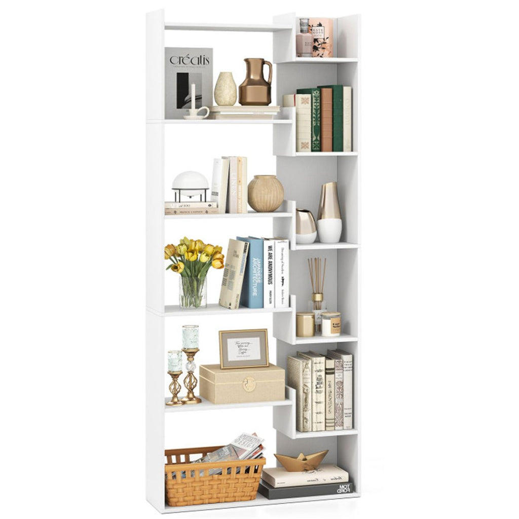 White 6-Tier Bookshelf Wooden Bookcase