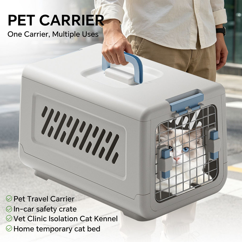 white aviation enclosed cat litter box with handle, spacious anti tracking cat toilet, ideal choice for indoor cats and travel
