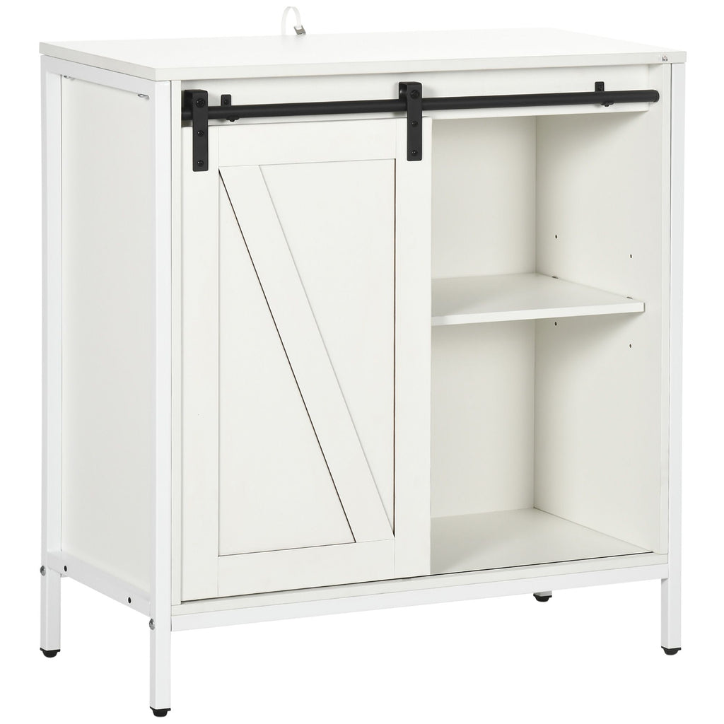 White Buffet Cabinet Farmhouse Sideboard Bar Kitchen Storage Adjustable Shelf Sliding Barn Door