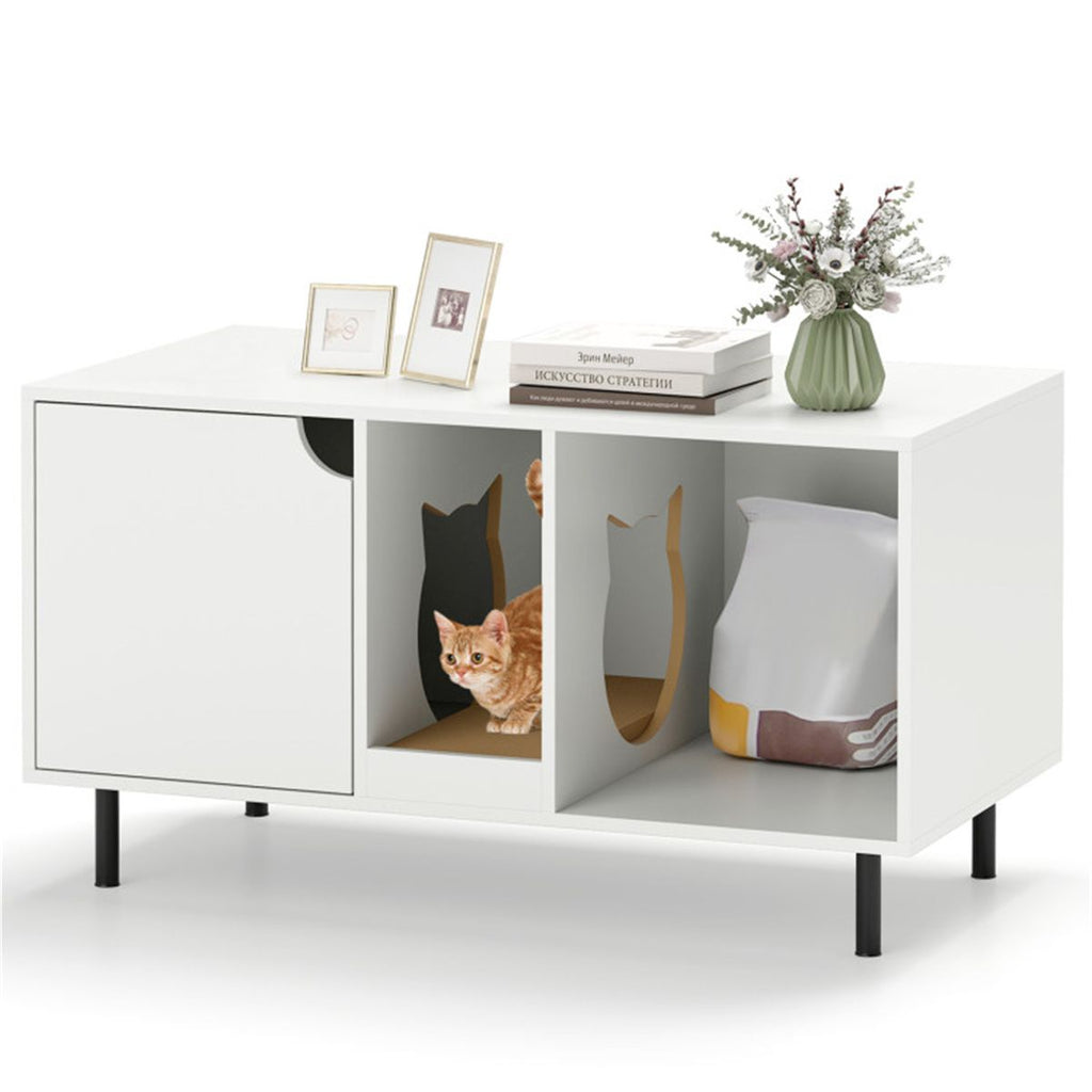 White Cat Litter Box Enclosure