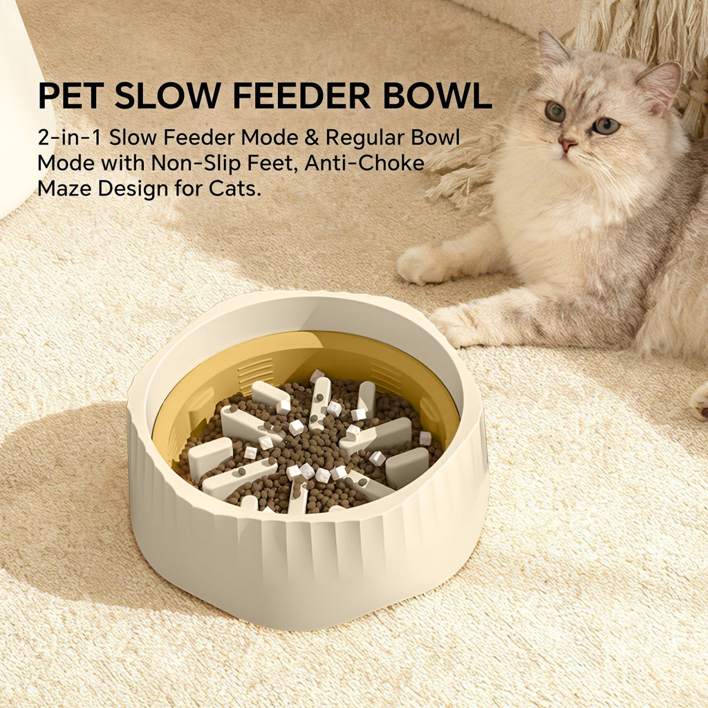 White dual-purpose slow food bowl, fast/slow food can be freely switched to adapt to different pet eating habits, cross-border hot selling pet supplies