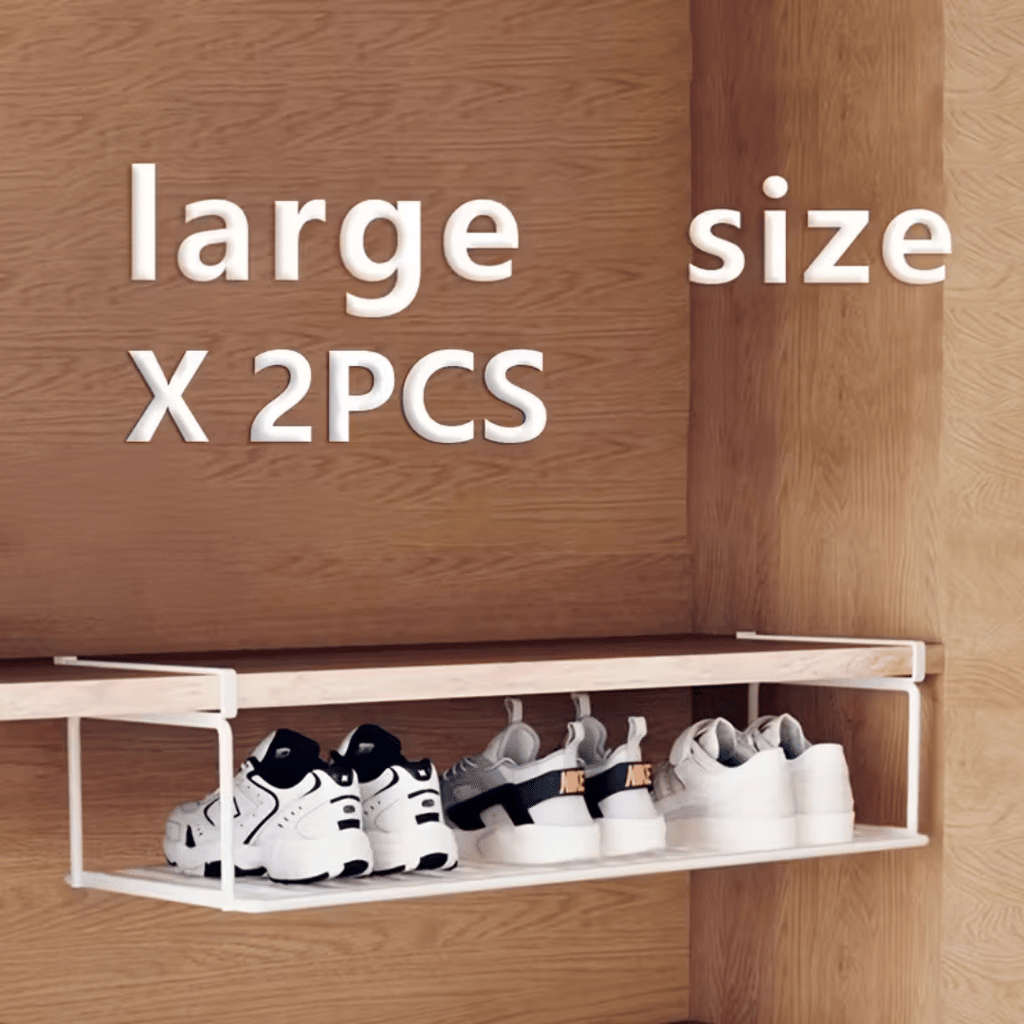 white European quality adjustable expandable shoe rack, stackable iron shoe rack, space saving hanging rack, suitable for home shoe cabinet storage, bottom basket