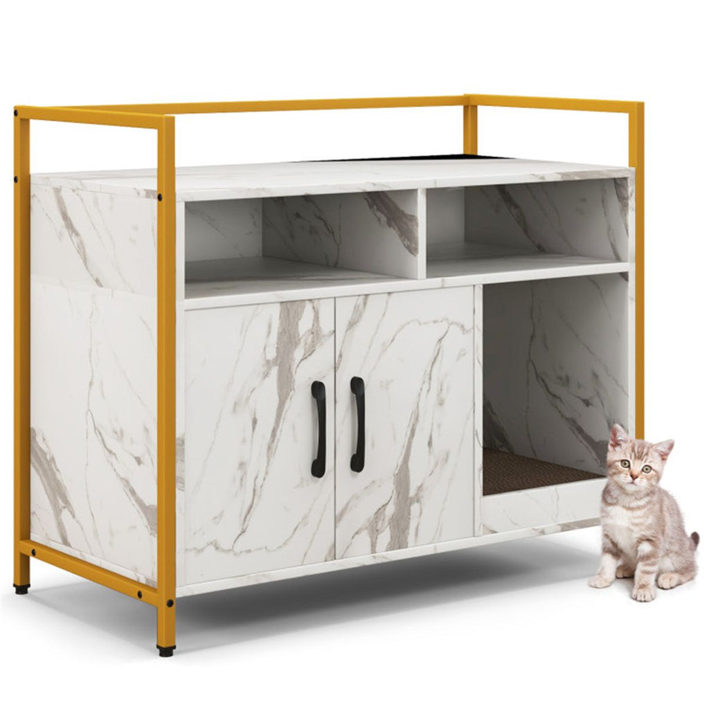 White litter box, cat toilet, double door side table, locker