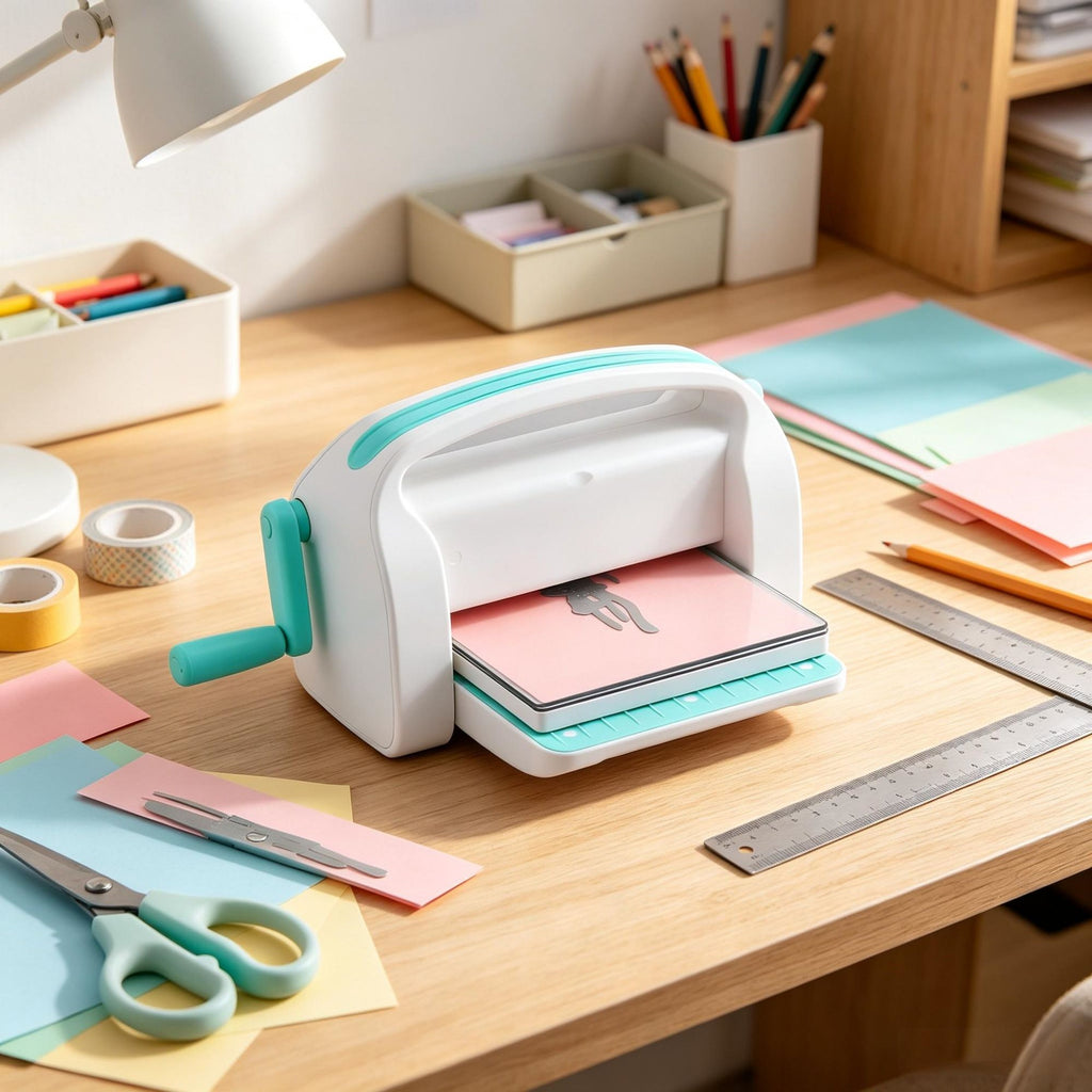 White Manual Die Cutting & Embossing Machine, 9 Inch Opening Portable Scrapbooking Machine with Full Kit, Ideal for Arts, Crafts, Card Making & Paper Crafting
