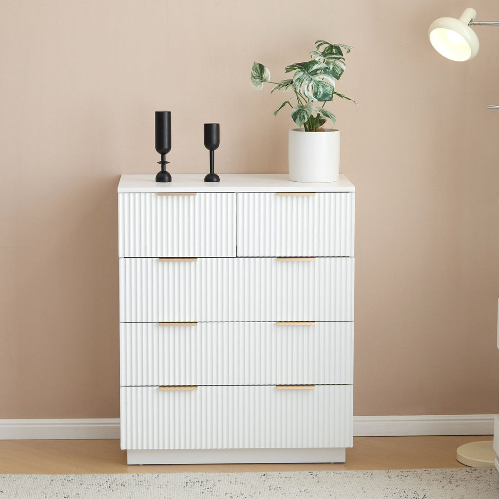 White P2 Particle Board and Density Board 724194cm Wavy Pattern Drawer Front Four-Level Five-Drawer Cabinet