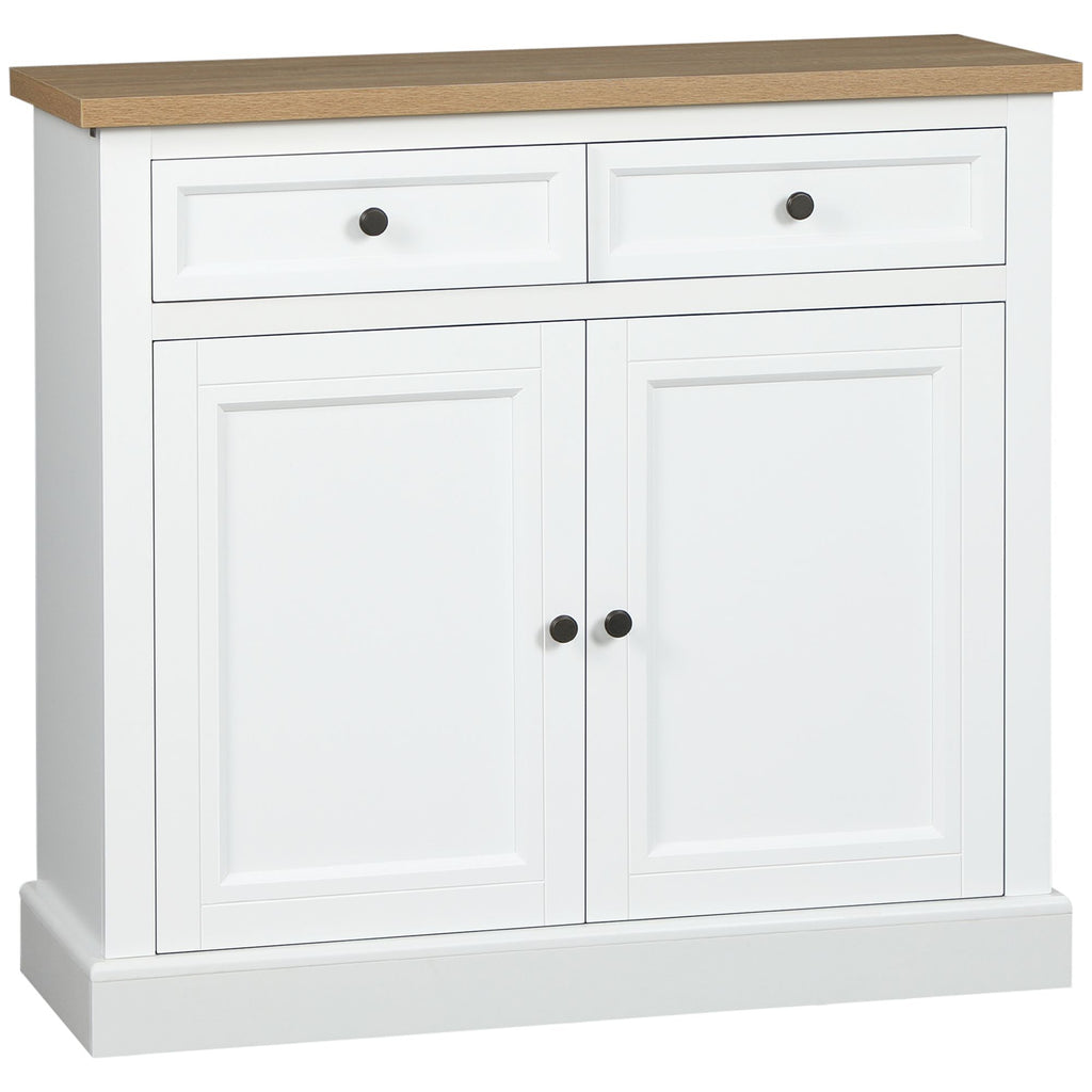 White Sideboard Buffet Cabinet with 2 Storage Drawers 2 Door Kitchen Cabinet for Living Room Entryway