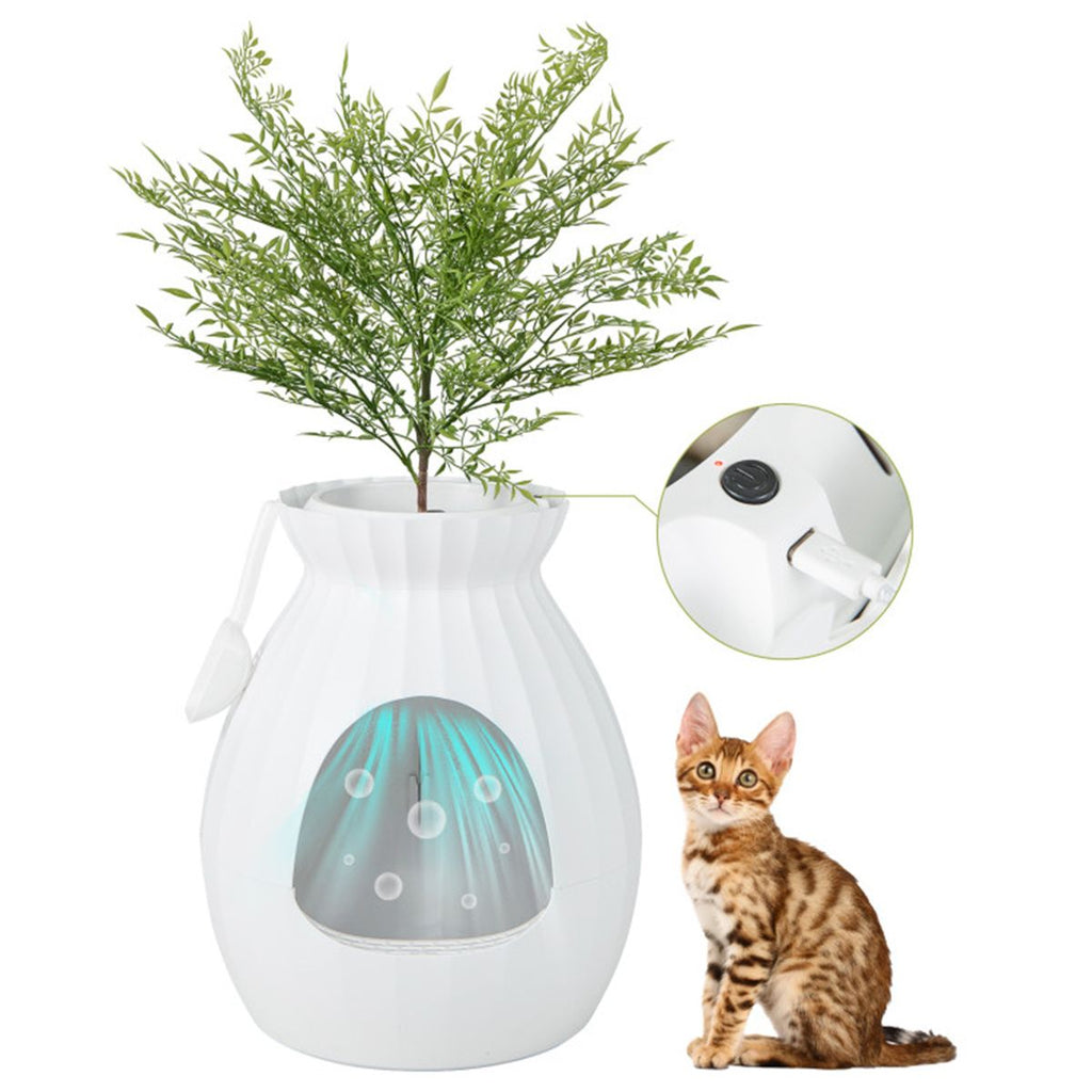 White Smart Cat Litter Box,Cat Litter Box with Electronic Odor Removal and Sterilization