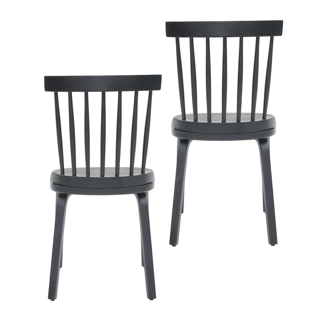 Windsor Dining Chairs Set of 2,Wood Farmhouse Spindle Back, Widen Seat, Mid-Century Modern French Country Style, for Living Room Restaurant, Black