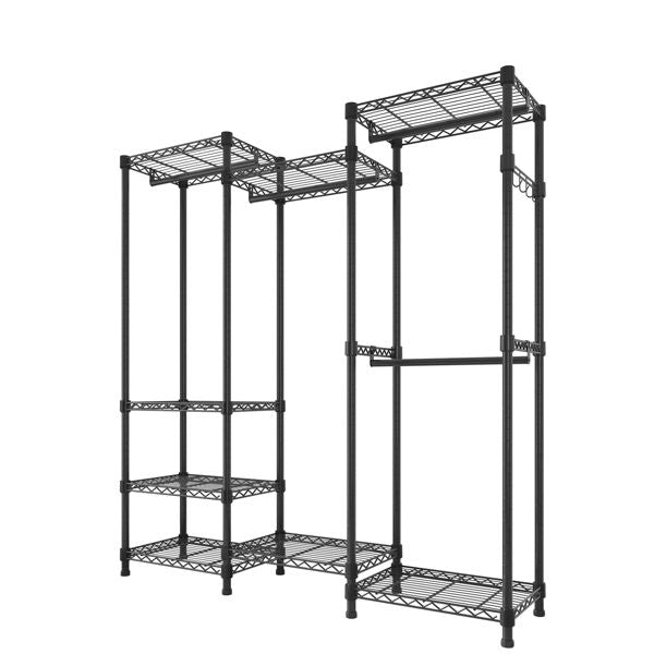 Wire Garment Rack Heavy Duty Clothes Rack, Closet Organizer Metal Garment Rack Portable Clothes Hanger Home Shelf Fabric Drawers, Freestanding Closet Wardrobe, Black