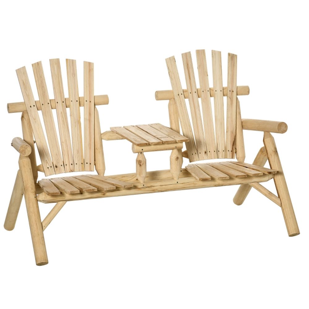 Wood Patio Chair Bench with Center Coffee Table/Garden chairs/courtyard chairs ( Amazon Shipping)Prohibited by WalMart