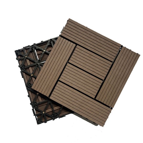 Wood Plastic Composite Deck Tiles Set of 20pcs, Composite Decking Resist Rust, Patio Flooring Outdoor Waterproof, Floor Tiles for Balcony, Backyard, Indoor and Outdoor use, 12x12in Light Coffee