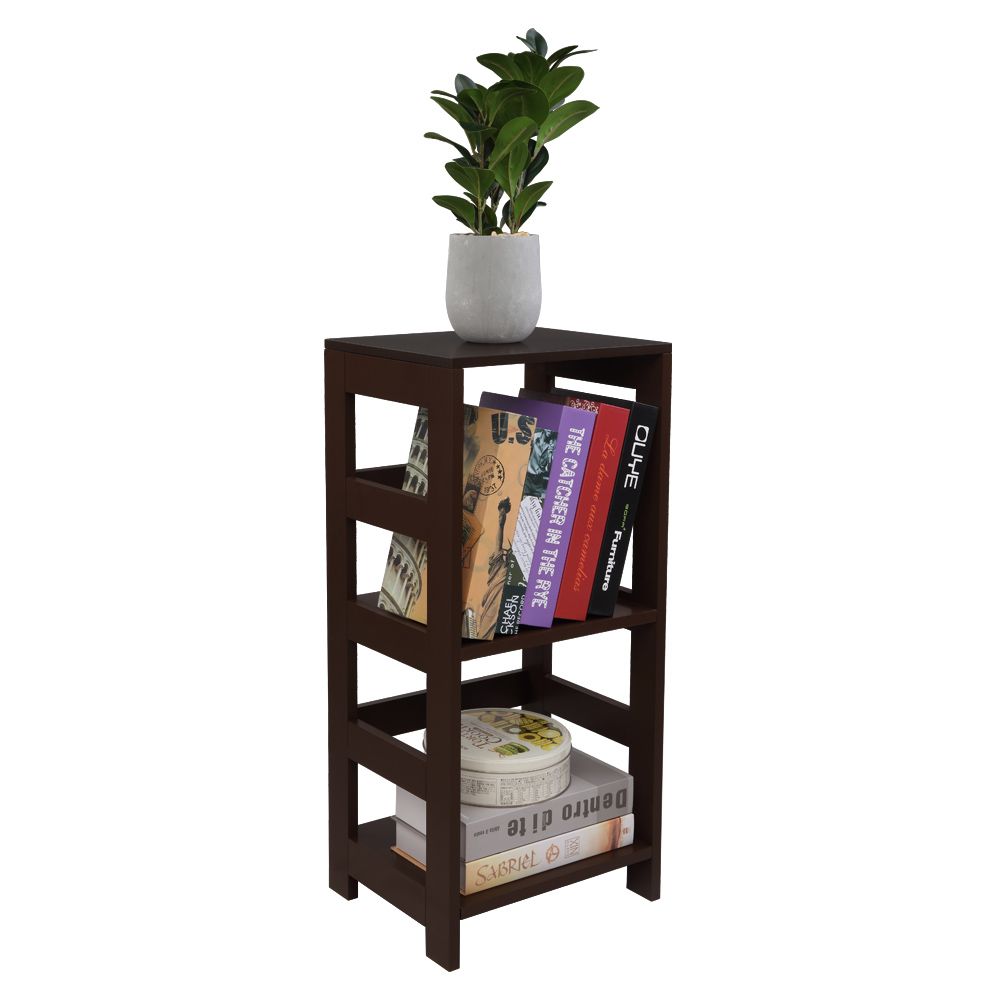 Wooden Bookshelf Rack 3 Tier Bookcase Shelf Storage Organizer, Brown RT