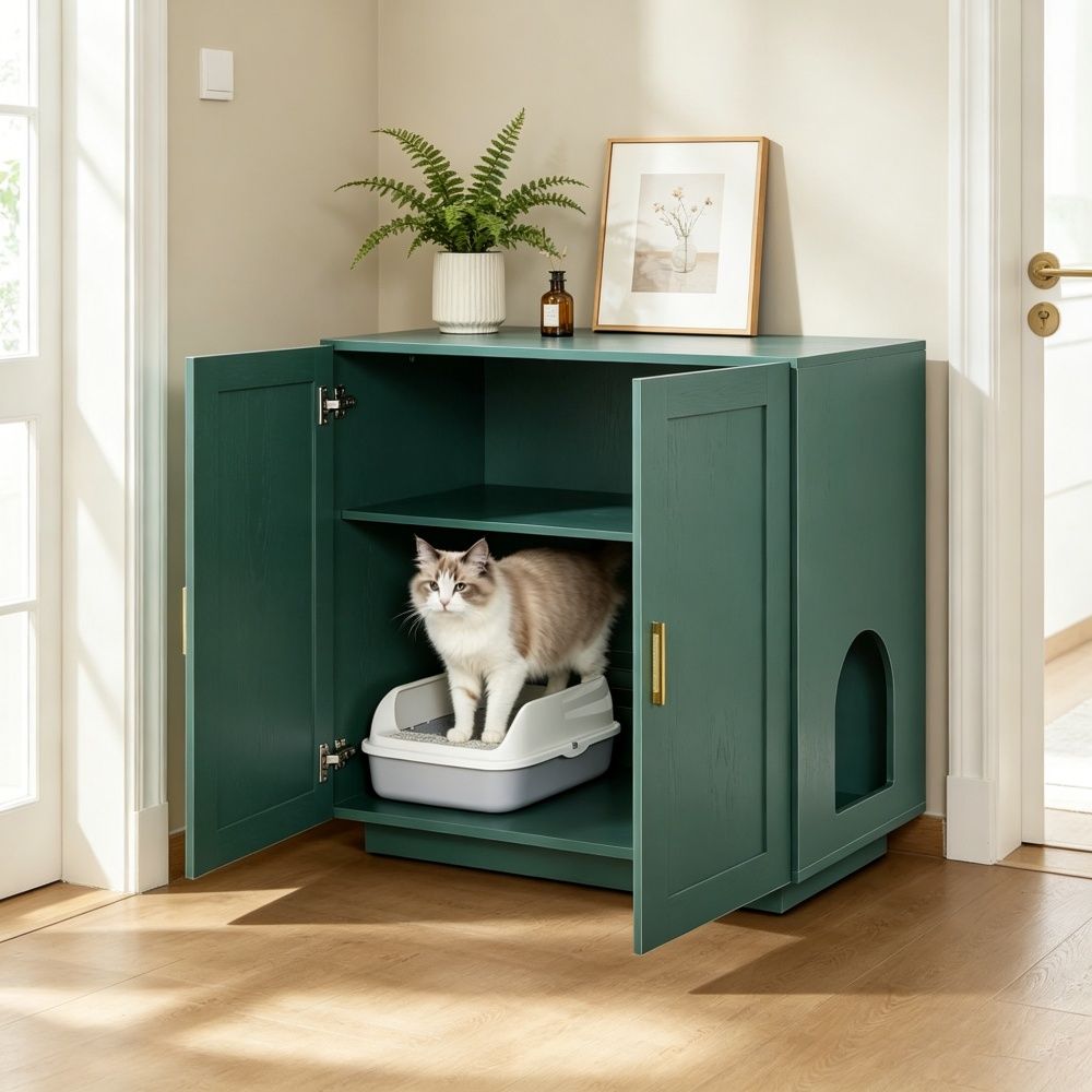 Wooden Cat Box Cabinet