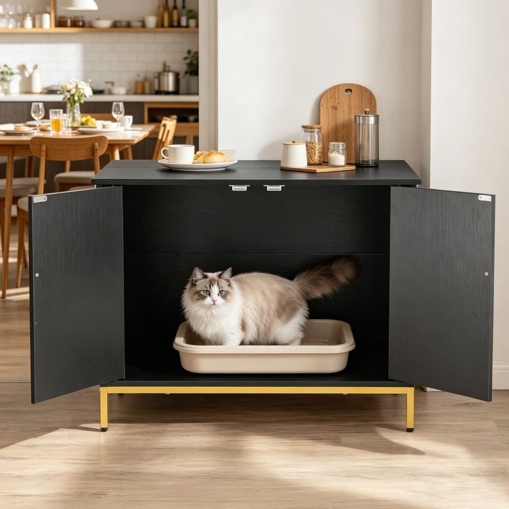 Wooden Cat Box Cabinet