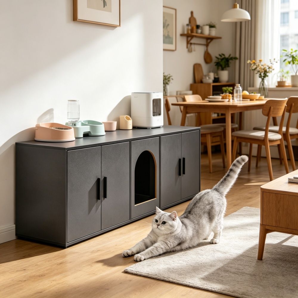 Wooden Cat Box Cabinet