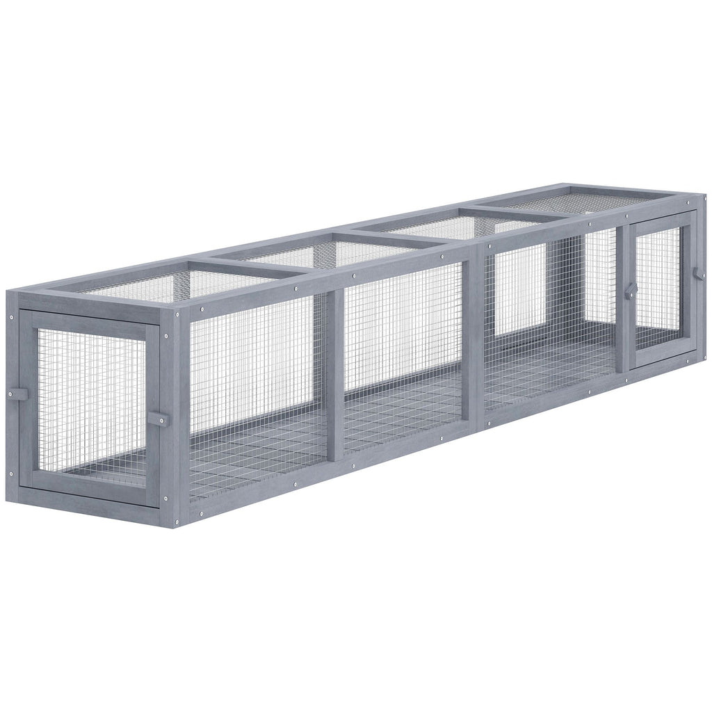 Wooden Cat Run with Weather Protection, Connecting Inside and Outside, 79"L x 15"W x 15"H, Dark Gray