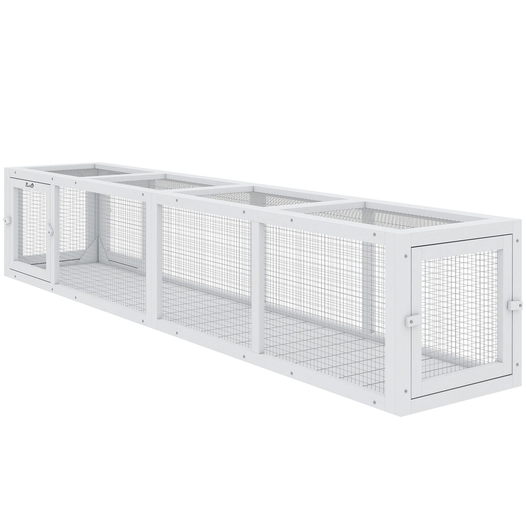 Wooden Cat Run with Weather Protection, Connecting Inside and Outside, 79"L x 15"W x 15"H, White