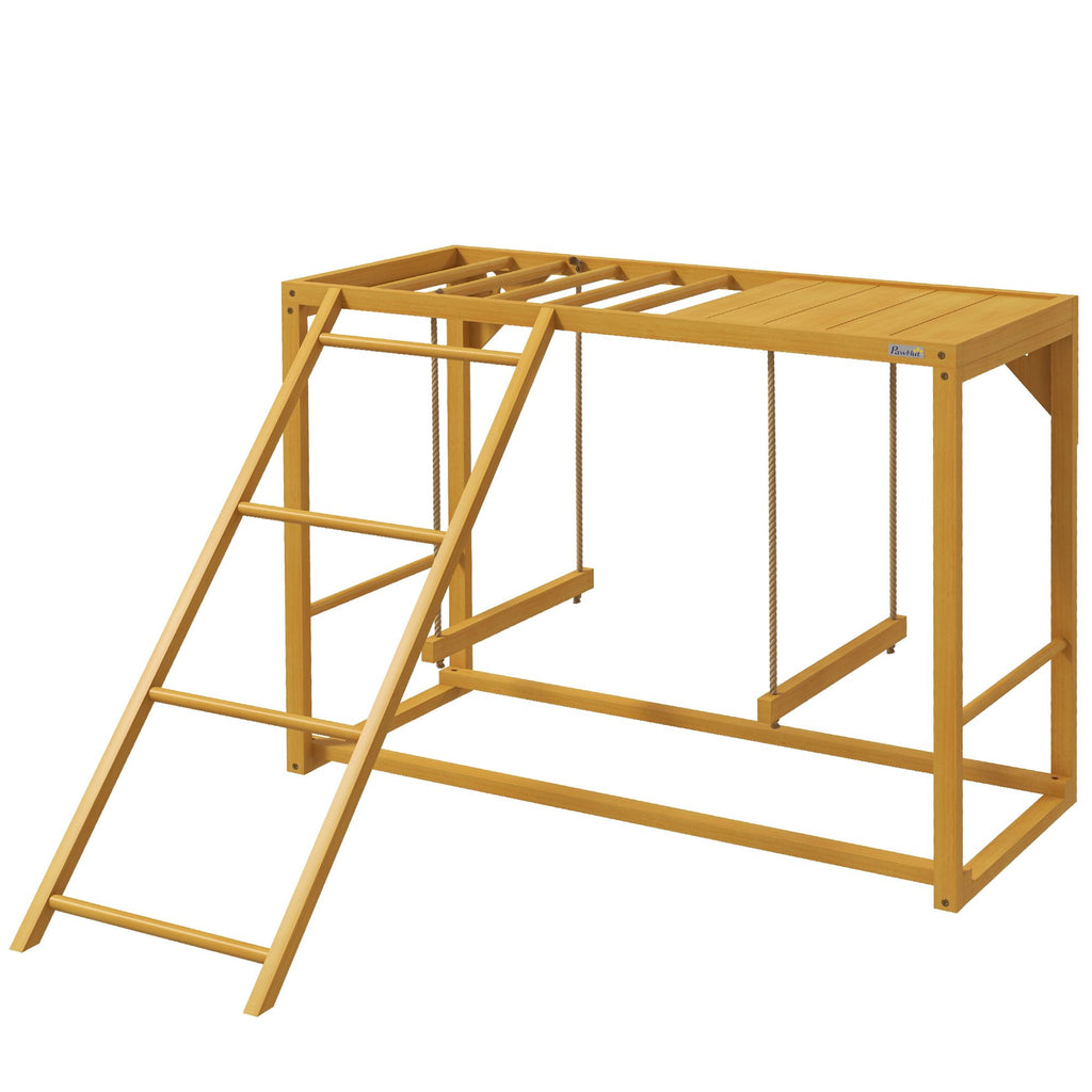 Wooden Chicken Coop Accessory, Activity Play with Swing Set, Multiple Perches, Hen Ladder, Yellow Poultry Care