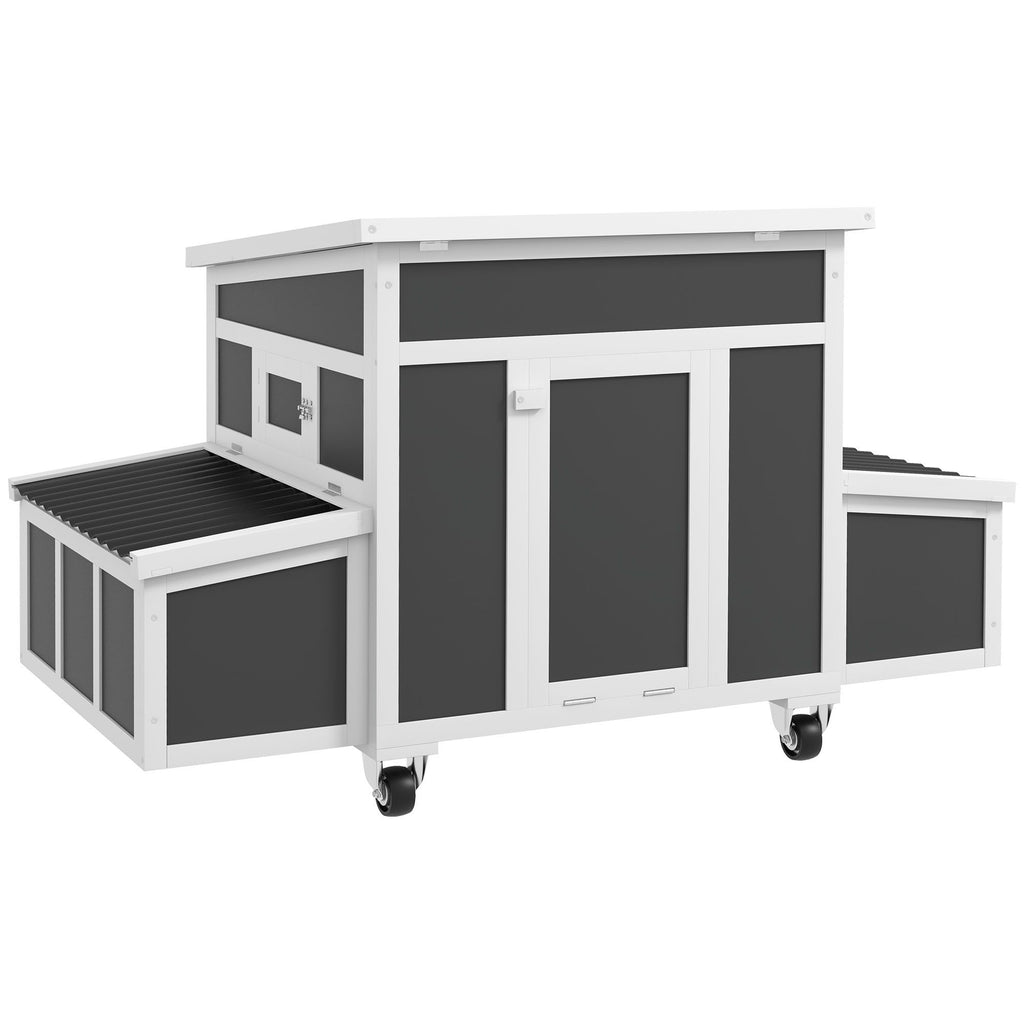 Wooden Chicken Coop with Nesting Box for 6 Chickens, Dark Gray