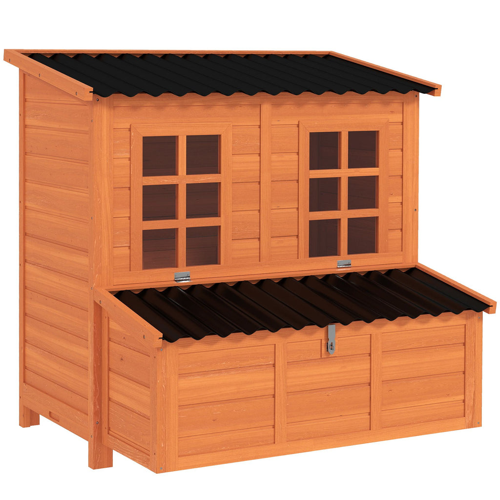 Wooden Chicken Coop with Nesting Box, Pull-Out Tray, Waterproof Roof, 39" Chicken House for 2-4 Chickens, Rabbits
