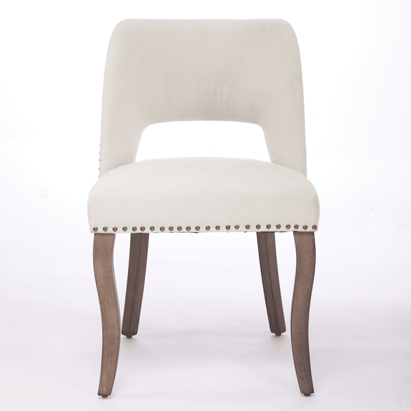 Wooden Dining Chairs Set of 2, Modern Fabric Upholstered Dining Room Chair Kitchen Chairs, Farmhouse Dinner Chair for Kitchen Dining Room, Beige