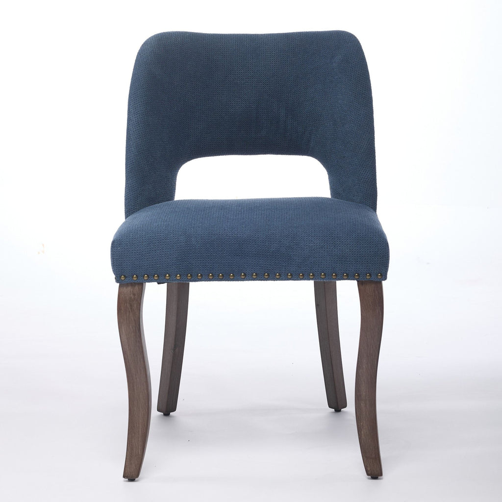 Wooden Dining Chairs Set of 2, Modern Fabric Upholstered Dining Room Chair Kitchen Chairs, Farmhouse Dinner Chair for Kitchen Dining Room, Blue