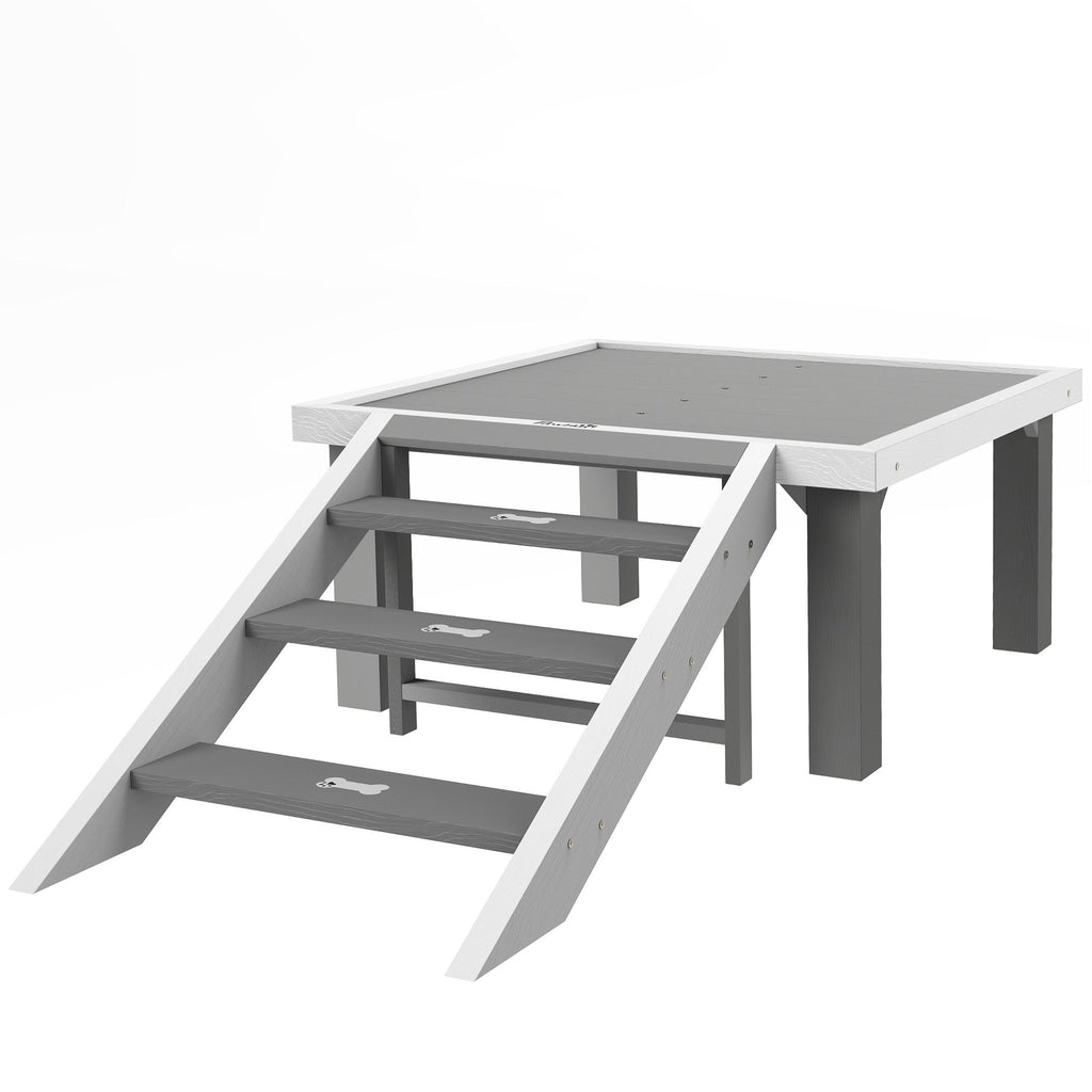 Wooden Dog Training Place Board, Dog Training Platform with Ladder, Pet Agility System for Indoor Outdoor, Gray