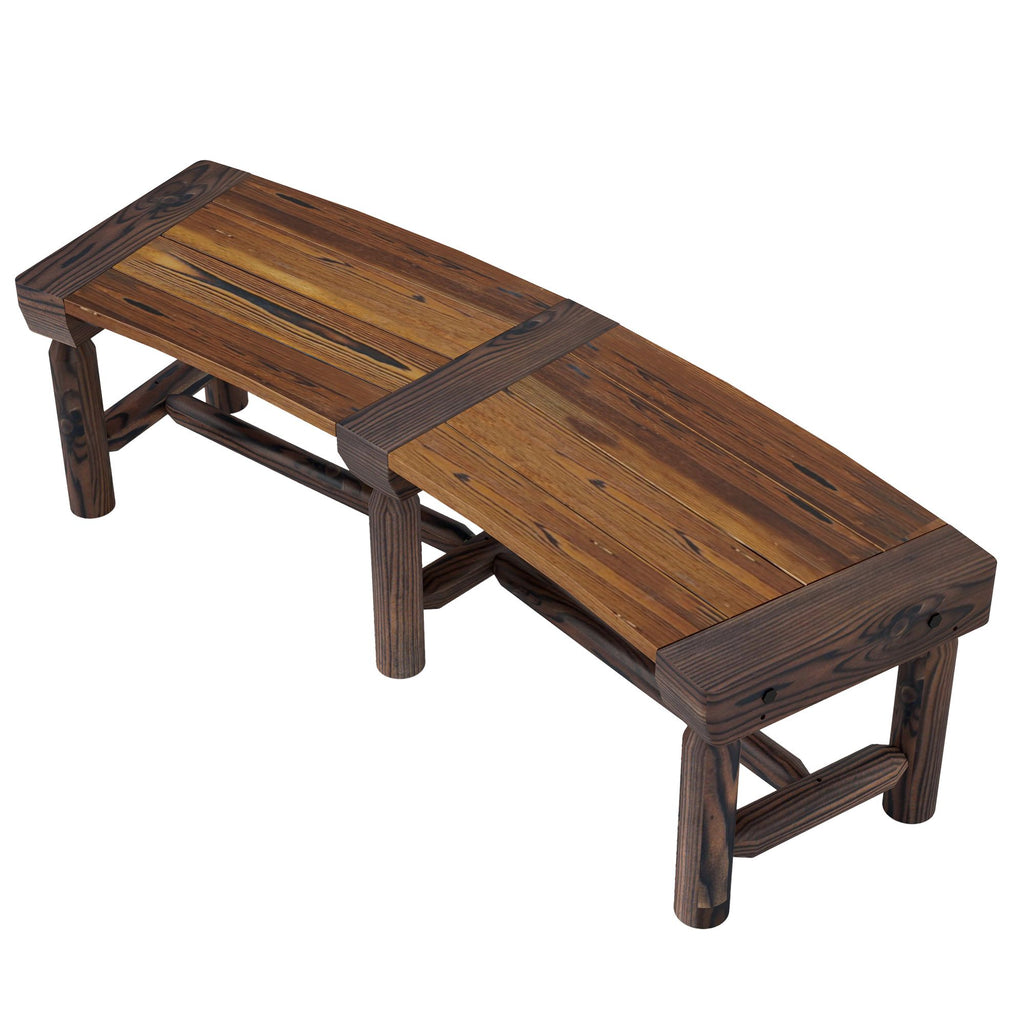 Wooden Garden Bench, Semicircular Round Outdoor Tree Bench, Wrap Around Park Bench for Yard, Patio, Deck, Lawn, Brown