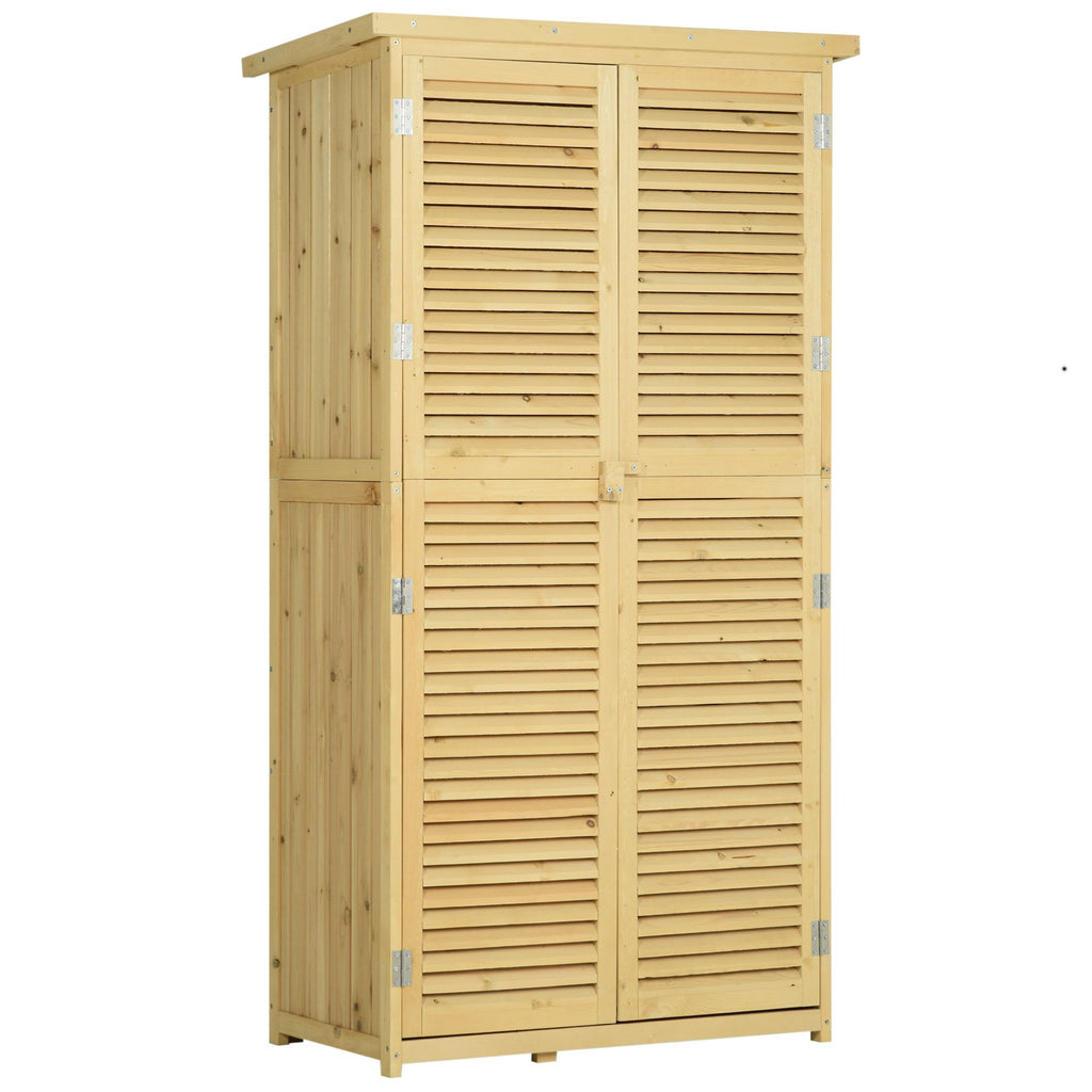 Wooden Garden Shed 3x5 ft Outdoor Storage with Asphalt Roof Lockable Doors Natural