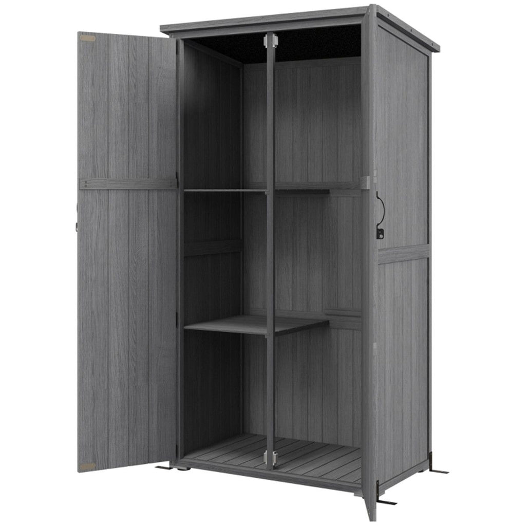 Wooden Garden Shed with Adjustable Foot 35.5 Inches X 21.5 Inches X 63.5 Inches for Garden